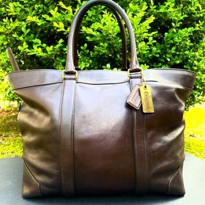 Coach Bleecker XL Brown Leather Weekender/Duffle Bag/Travel Tote - 70487